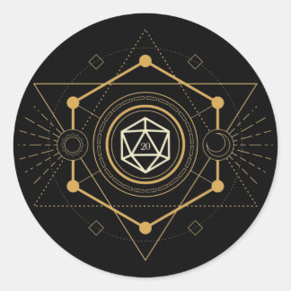 Sacred D20 Dice of the Sorcerer Tabletop RPG Classic Round Sticker