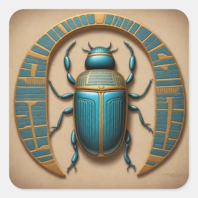 Sacred Egyptian Scarab Square Sticker (Front)
