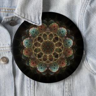 Sacred esoteric fractal fairy ornament 6 cm round badge