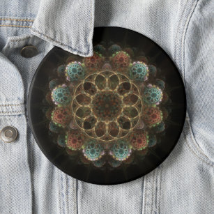 Sacred esoteric fractal fairy ornament 6 cm round badge