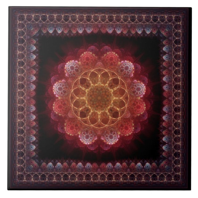 Sacred esoteric fractal framed ornament tile (Front)