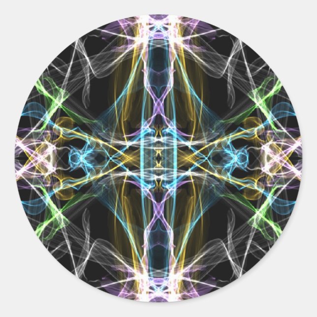 Sacred_Geo_Fractal_2 Classic Round Sticker (Front)