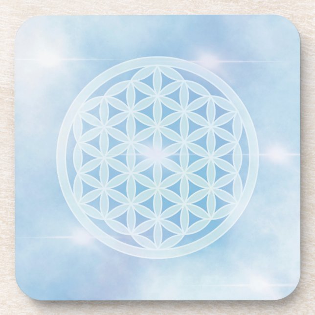 sacred geometric, blue, flower of life, coaster, coaster (Front)