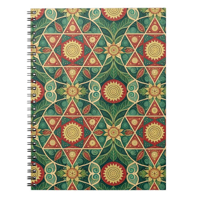 Sacred Geometric Floral Mandala Design Pattern Art Notebook (Front)