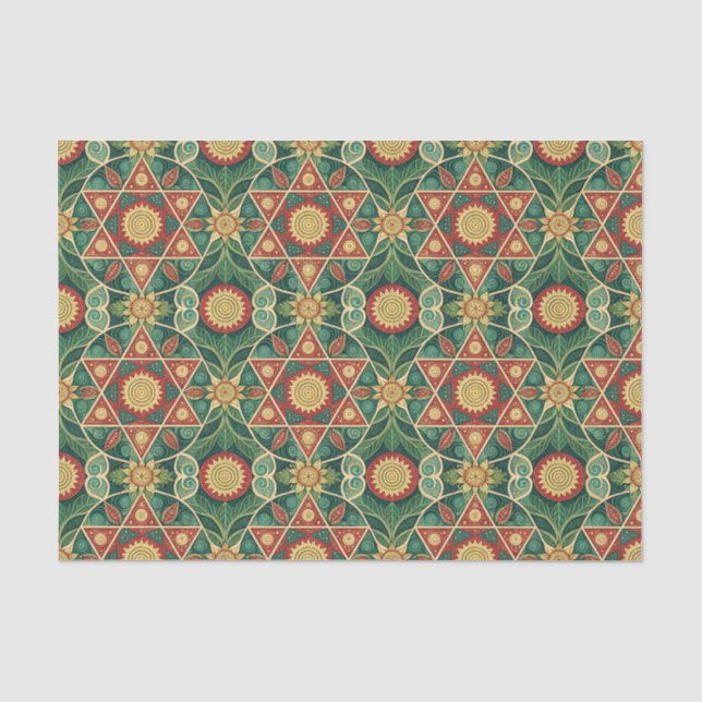 Sacred Geometric Floral Mandala Design Pattern Art Tissue Paper (Front)