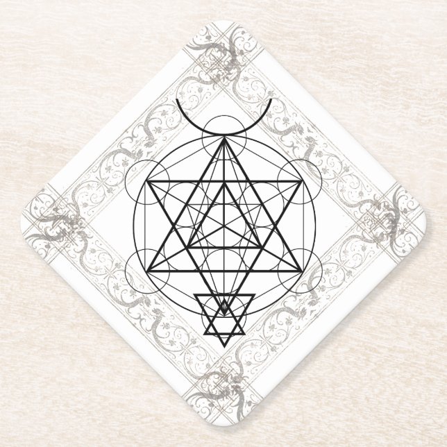 Sacred geometric metatron symbolic paper coaster (Front)