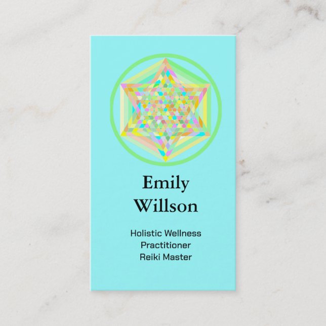 Sacred Geometric Star Wellness Holographic  Business Card (Front)