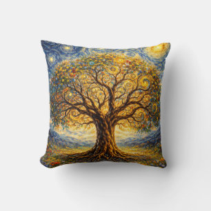 Sacred geometry art tree cushion