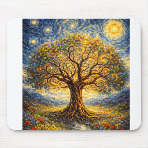 Sacred geometry art tree mouse mat
