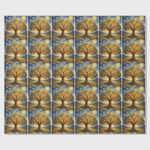 Sacred geometry art tree wrapping paper