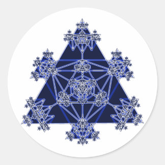 Sacred Geometry: Blue Triangles: Classic Round Sticker