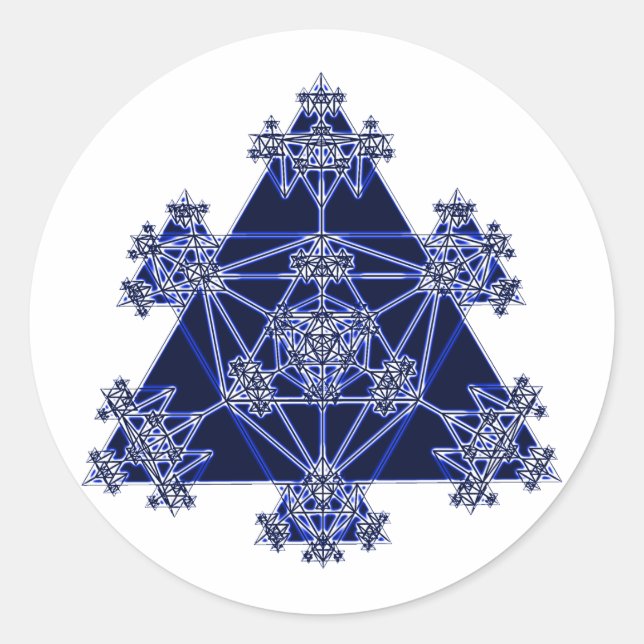 Sacred Geometry: Blue Triangles: Classic Round Sticker (Front)