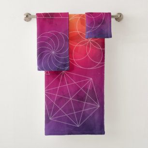Sacred Geometry Bright Polygons Bath Towel Set