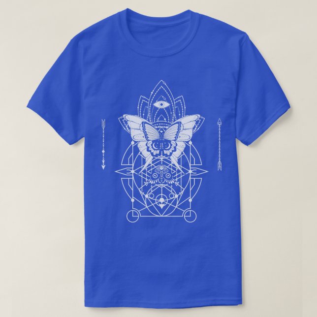 Sacred Geometry Butterfly Alchemy Line Art Minimal T-Shirt (Design Front)