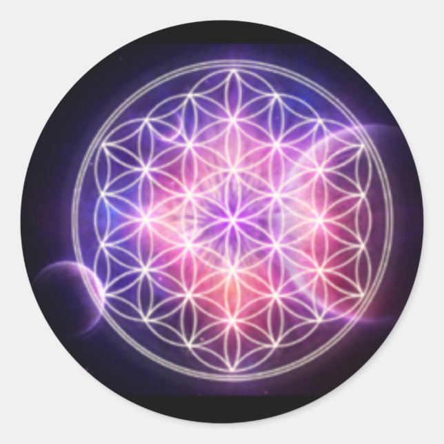 sacred geometry classic round sticker (Front)