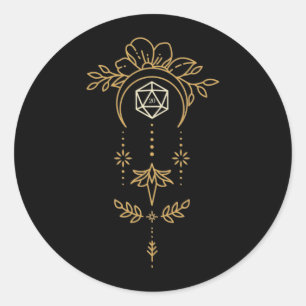 Sacred Geometry D20 Dice Tabletop RPG Classic Round Sticker