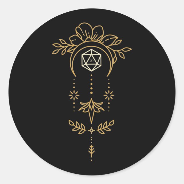 Sacred Geometry D20 Dice Tabletop RPG Classic Round Sticker (Front)