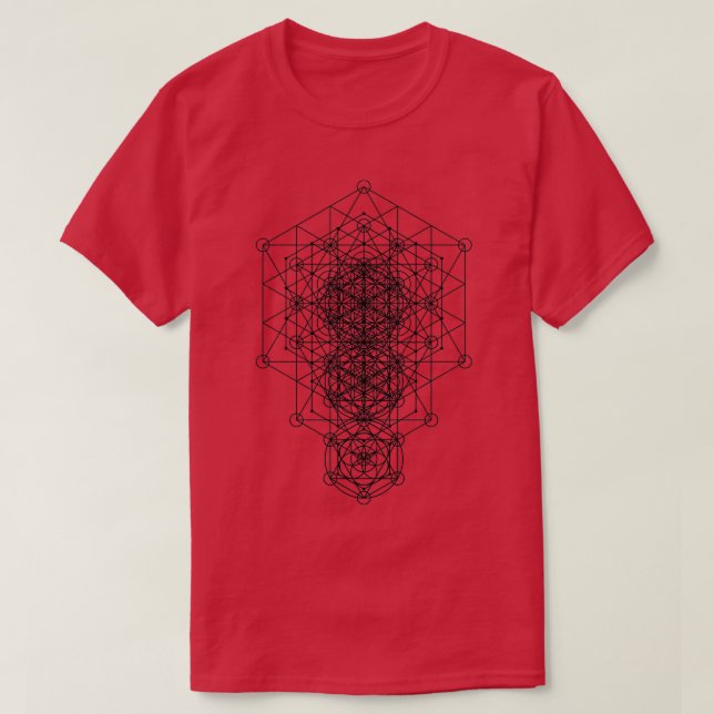 Sacred Geometry Flower Dimensions Black T-Shirt (Design Front)