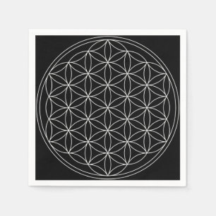 Sacred Geometry : Flower of Life Black & White Napkin
