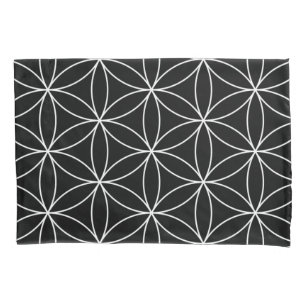 Sacred Geometry : Flower of Life Black & White Pillowcase