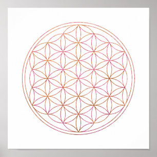 Sacred Geometry Flower Of Life (V-Sunset) Poster