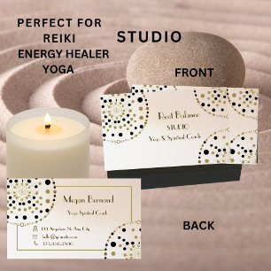 Sacred Geometry Gold & Black Yoga Reiki Healer Business Card