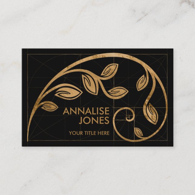 Sacred Geometry Golden Spiral - Tree Branch Business Card (Front)