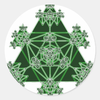 Sacred Geometry: Green Triangles: Classic Round Sticker