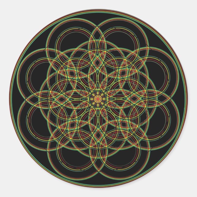 Sacred Geometry -Hand Drawn Classic Round Sticker (Front)