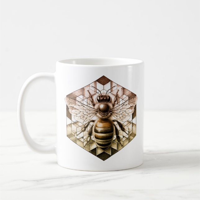 Sacred Geometry Honey Mug Bee Gift for Beekeepers (Left)