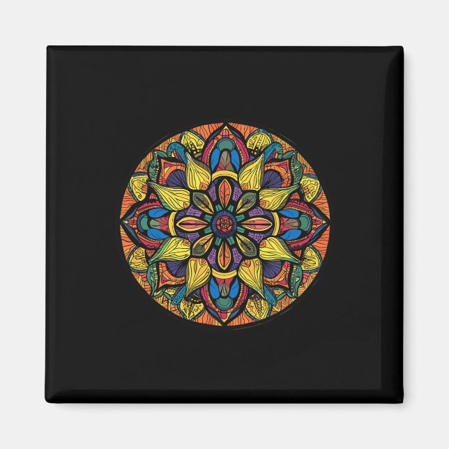 Sacred Geometry Mandala Abstract Floral Pattern  Magnet (Front)