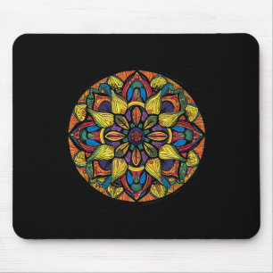 Sacred Geometry Mandala Abstract Floral Pattern Mouse Mat