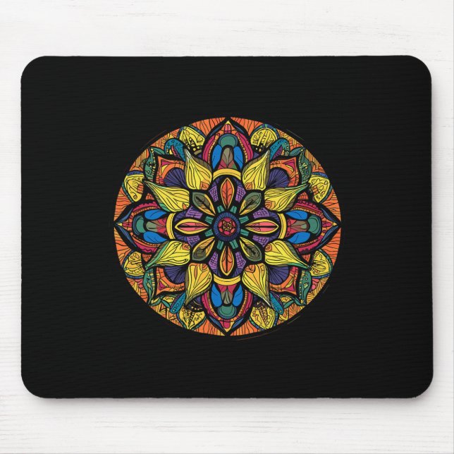 Sacred Geometry Mandala Abstract Floral Pattern  Mouse Mat (Front)