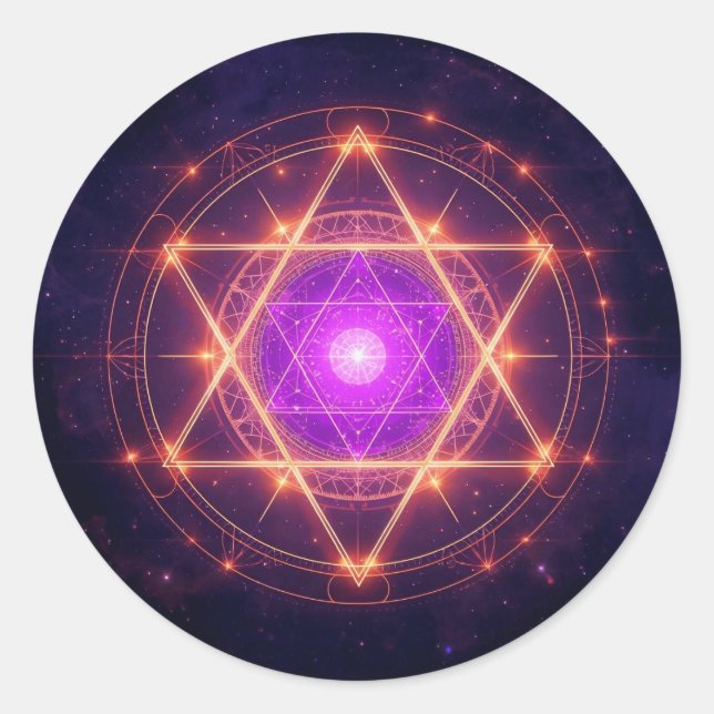 Sacred Geometry Mandala – Light Within the Cosmos Classic Round Sticker (Front)