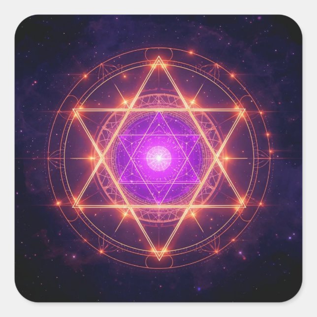 Sacred Geometry Mandala – Light Within the Cosmos Square Sticker (Front)