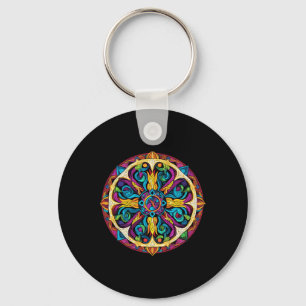 Sacred Geometry Mandala Pattern Key Ring