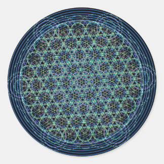 Sacred Geometry Mandala - Rain Flower of Life Classic Round Sticker