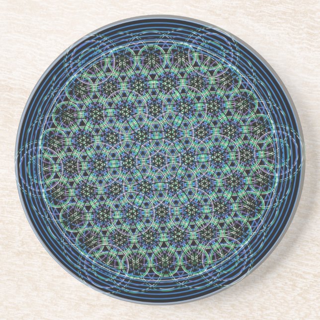 Sacred Geometry Mandala - Rain Flower of Life Coaster (Front)