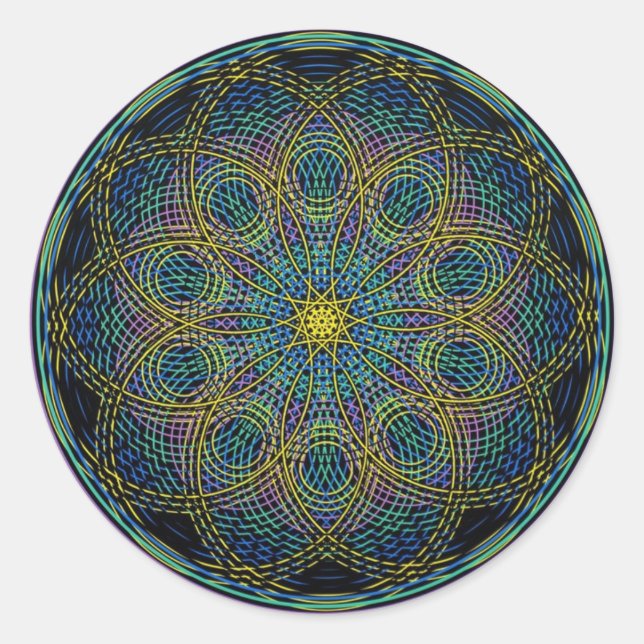 Sacred Geometry Mandala: Sincerity - Hand Drawn Classic Round Sticker (Front)