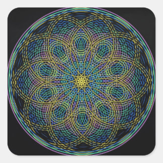 Sacred Geometry Mandala: Sincerity - Hand Drawn Square Sticker