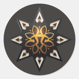 🌟Sacred Geometry Mandala – Timeless Golden Star Classic Round Sticker