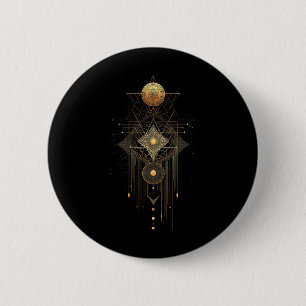 Sacred Geometry Metatron Abstract Art Deco Spiritu 6 Cm Round Badge