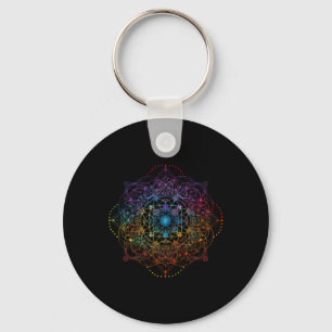 Sacred Geometry Metatron Cube Colourful Spiritual Key Ring