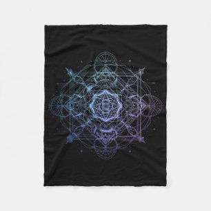 Sacred Geometry Metatron Cube Spiritual Yoga _8  Fleece Blanket