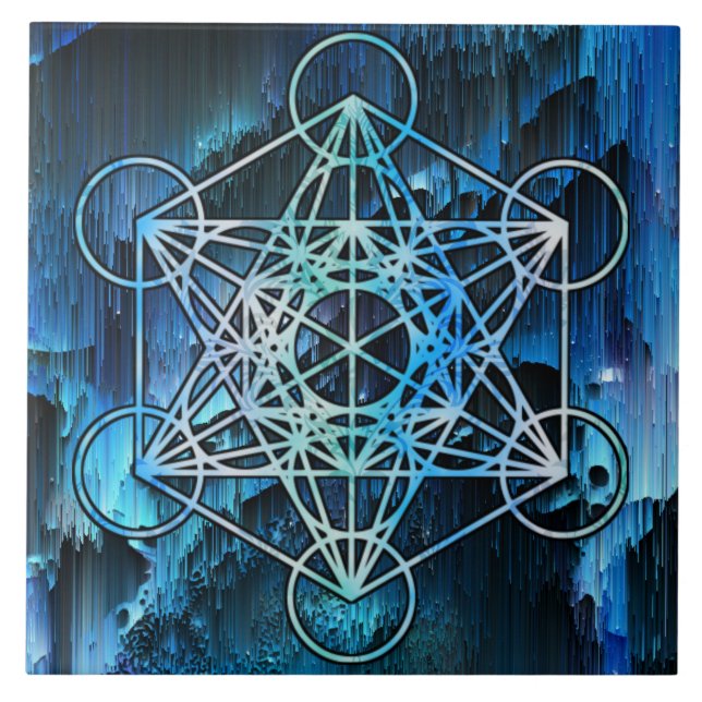 Sacred Geometry Metatron Merkabah Cube Altar Tile (Front)