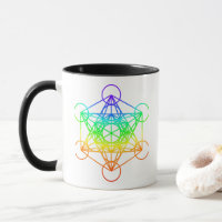 Sacred Geometry Metatron's Cube in raibow colours