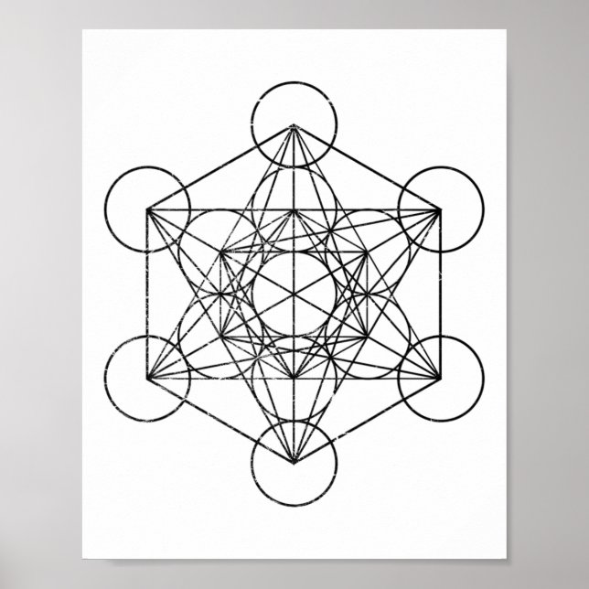 Sacred Geometry Metatrons Cube Psychedelic Vintage Poster (Front)