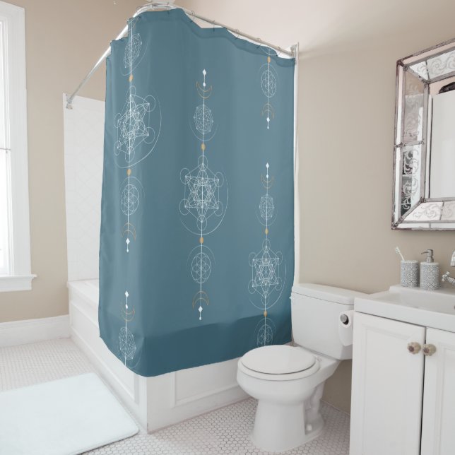 Sacred geometry moon metatron shower curtain (In Situ)