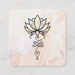 *~* Sacred Geometry Nirvana Floral Peony Yoga Square Business Card