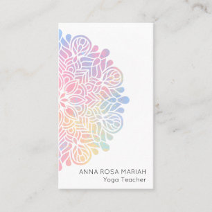 *~*  Sacred Geometry Pastel Rainbow Mandala Business Card